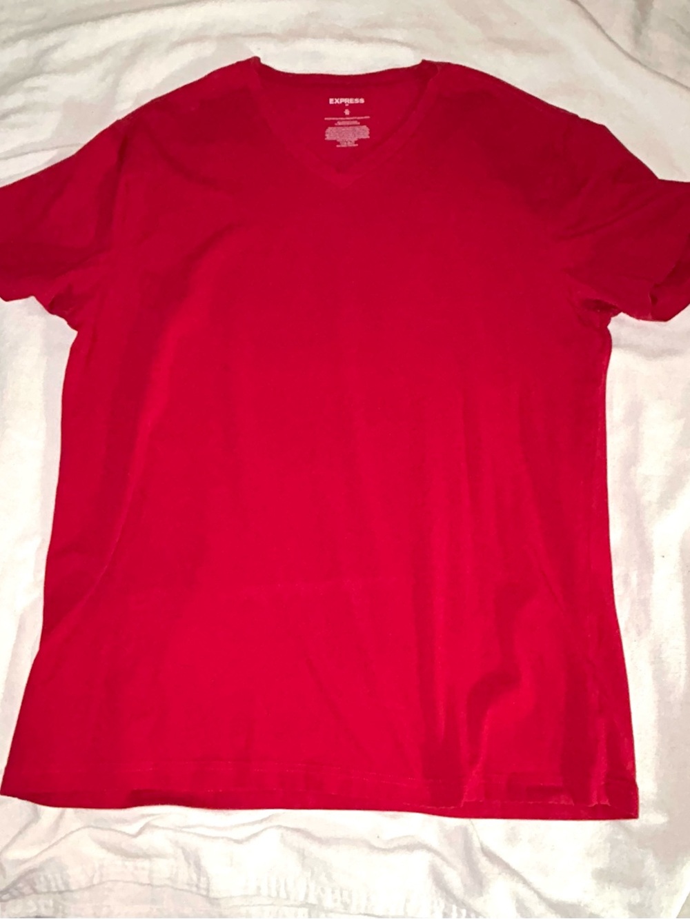 Express Men’s Red V-Neck Short Sleeve Tee